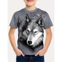 Kids Cool Wolf Pattern Boys' Short-Sleeve T-Shirt Summer New Round Neck Trendy Cool Top 140