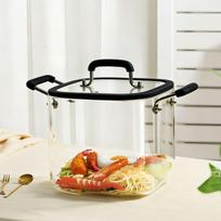 Zhi Shi 6,5 L kvadratinis borosilikatinio stiklo puodas beige