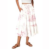 Women's Flowy Flared Ruffle Hem A Line Maxi Skirts Elastic Waist Elegant Tiered Layer Boho Long Skirts L rožinė