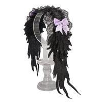 Gothic Angel Wing Hairband Dark Punk Anime Hair Accessory Adjustable Bowknot Hairband For Women Teens Masquerades Party