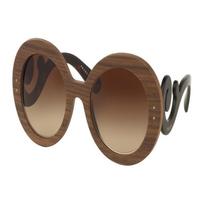 Prada Medinis rėmelis ovalūs akiniai nuo saulės unisex poros stiliaus rudas ruda