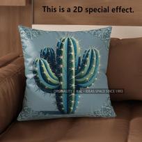 2D Vintage Cactus Print Square Throw Pillow Cases** Pattern Cushion Cover Suitable For Sofa Bedroom Car Pillow Cover Peach skin 18*18(CM)-1Pcs