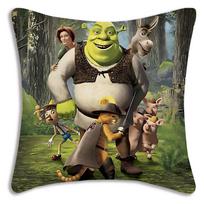Fantasy Movie Funny Shrek Pillow Covers Cartoon Sofa Decorative Home Double-Sided Printing Short Plush Cute Cushion Cover Peach skin 18*18(CM)-1Pcs
