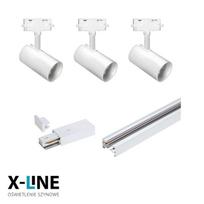 Kryptinis šviestuvas ant bėgelio DPM X-LINE STR-3XGU10-W, GU10, 3 x 60W, 230V, baltos sp., 1000x60x1