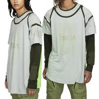 Nike ISPA Round Neck Fake Two-Piece Long Sleeve T-Shirt Unisex Tops Light-Silver Red-Cedar Crocodile-Skin FB2705-034 S