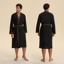 Vyriškas atlasinis chalatas Lengvas šilkinis ilgomis rankovėmis vonios chalatas su šortų rinkiniu Spa miego drabužiai Chalatas Šilkinis kimono vonios chalato rinkinys Minkšti laisvalaikio drabužiai naktiniai vyrams M
