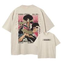 Bleach Shunsui Kyoraku  Katen Kyōkotsu  skalbinti didelio dydžio marškinėliai, Unisex anime gatvės stiliaus marškinėliai, 100% medvilnės laisvalaikio trumpomis rankovėmis viršus 4XL