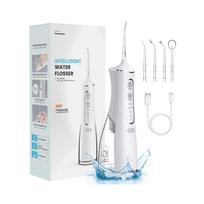 Cordless Water Flosser Dental Oral Irrigator 5 Jet Tips 300ml 4 Mode DIY Intelligent Waterproof IPX7 White