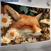 2D Dreamy Fox and Wildflower Background Cloth Photo Booth Prop 47.2x31.5inch/120*80cm