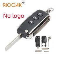 No logo 3 Buttons Folding Flip Remote Auto Car Key Shell Case Cover for Bentley Mulsanne Hurtling GT Flying Spur Continental Fob gray