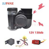 Car Dual Tone Horn Compact Horn Snail Air Horn Waterproof 12V 24V Car Auto Twin Dual Tone Horn Kit For Car Motorcycle Super Loud Black 12V 130db