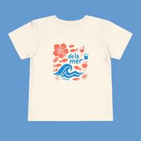 Toddler Short Sleeve Tee, de la mer beach waves ocean hibiscus european summer vibes, Kids Summer T-Shirt, Beach Vacation Shirt, Ocean Theme 140