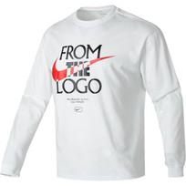 Nike Loose-Fit Letter Print Vintage American Crew Neck Long Sleeve T-Shirt Men Tops White FQ4921-121 XL