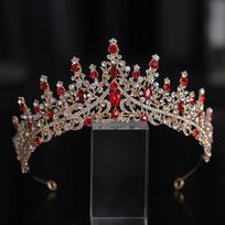 Auksinė Nuotakos Karūna Princesės Galvos Apdangalas Gimtadienio Raudonų Cirkonio Galvos Juosta Vestuviniai Plaukų Papuošalai Nuotakos Tiaros Vintažinis Galvos Papuošalas raudona
