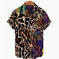 Vyriški marškiniai trumpomis rankovėmis su leopardo raštu Vyrui Drabužiai Havajų mada 3D spaudinys Platus atlapas Gėlėtas Laisvalaikio Dydelis Importuota Camisa M