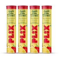 The Plant Fix Plix Apple Cider Vinegar Effervescent (15 Tablets) X Pack Of 4 For Metabolism & Appetite Support Lemon Masala Flavor