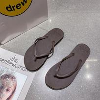 Women's Summer Outdoor Flip-Flops - Simple Solid Color Thong Sandals for Beach S (Suggest 35-36) kava