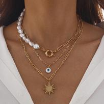 Elegantiškas netaisyklingų perlų daugiasluoksnis karoliai Širdelės pakabukas Choker karoliai mergaitėms Juvelyrikos tendencija Atostogų Vestuvių dovanos X0286