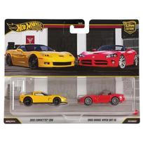 Hot Wheels Premium 2-pack Modeliukas 2003 Dodge Viper SRT-10 (CF) + 2012 Corvette Z06 (yra Sandėlyje)