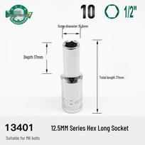 SATA 12.5mm 6-Point Deep Long Socket Set (Sizes: 8, 17, 18, 21, 24) - 1/2  Drive