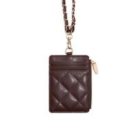 Korean Chain Card Holder PU Leather with Lanyard Photos Protective Cover Card Bag kava