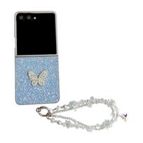 Applicable to Samsung ZFlip7 folding glitter silver edge mobile phone case butterfly bracelet zflip6/5/4 anti-drop protective case Samsung zflip7 mėlyna