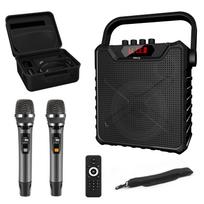 Giecy Speaker Set with 2 Wireless Bluetooth Rechargeable UHF Microphone with Bass Portable Speaker for Home Hiking Street School Outdoor Disaster