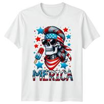 Funny America Patriotic Skeleton TShirt With Popsicle S