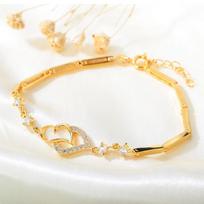 24K Gold Plated Ladies Bracelet Simple Fashion Versatile Aesthetic Love Bracelet auksinė