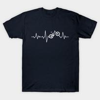 Men Black Print T-shirt Mountain Bike Heartbeat Biking For Mtb Lovers No-Cut Transfer Paper Print Cotton Tshirt S tamsiai mėlyna