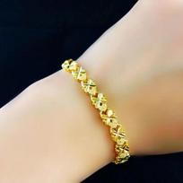 Fashionable Love Heart Golden Bracelet Flower Ornaments Hollow Bracelet Alloy Jewelry Chinese Style Bangles Gifts