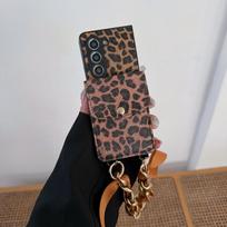 Applicable to Samsung ZFold6/ZFold5 leopard print leather mobile phone case bracelet card case zfold4 folding protective case samsung z fold6 leopardo rašto spalva