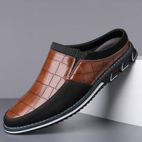 Prince men's half-drag leather shoes 51 without heel 52 men's shoes casual lazy slippers large size 53 bag head slippers 38
