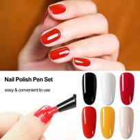 Gel Nail Polish Pen 6pcs One Step Nail Gel Pen 3 in 1 Soak Off UV LED Lamp Available Nail Art Tools