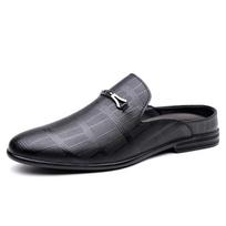 Luxury Brand Half Drag Casual Sandals Shoes Men Slippers Genuine Leather Loafers Lazy Penny Shoes High Quality Slip on Mens Shoe 38