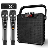 Giecy Speaker Set with 2 Wireless Bluetooth Rechargeable UHF Microphone with Bass Portable Speaker for Home Hiking Street School Outdoor Disaster