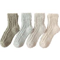 4Pairs Sleeping Floor Plush Socks Winter Mid Tube Socks Women Kawaii Coral Fleece Socks  Autumn