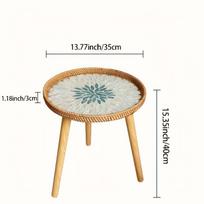 Vintage Green Pattern Small Coffee Table Retro Pattern Round Table with storage space for living room perfect storage table žalia