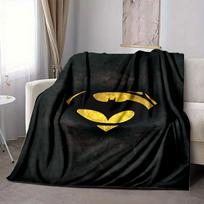 1pc Batman Symbol Flannel Throw Blanket Lightweight Soft Warm All Season Blanket for Sofa, Bed, Travel, Camping L1024189 80x120cm