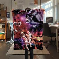 1Pc Mandalorian Print Flannel Blanket, High quality Comfortable for All Seasons, Home Decor, Warmth and Comfort, Perfect for Gifts 80cm x 120cm
