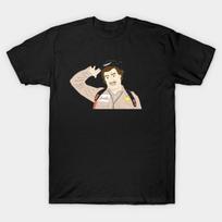 Men Black Print T-shirt Officer Doofy No-Cut Transfer Paper Print Cotton Tshirt S juoda