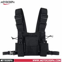 Meiteku Walkie-Talkie Chest Bag, Nylon Double Pocket Shoulder Backpack with Adjustable Black Strap for Hiking. 0