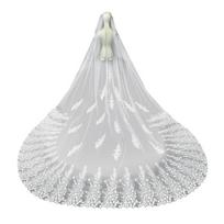 Sparkling Cathedral Length Bridal Veil with Hair Comb Single Tiers Wedding Gowns Veil for Bride Soft Tulle Veil 138Inch 1