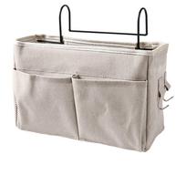 Nightstand Hanging Bag Cotton Linen Bedside Storage Pocket Organizer Basket for Bunk Bed Dorm Rooms balta