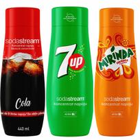 3 SodaStream Cola+7UP+Mirinda koncentratų rinkinys