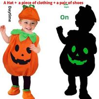 Halloween Kids Costume Boys Ghost Skeleton Stage Performance Cosplay For Children 3 To 8 Years Orange Glow,110cm