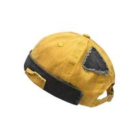 New Retro Brimless Hat Adjustable Vintage Melon Docker Cap Rolled Cuff Landlord Hat Unisex geltona