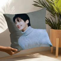 Byeon Woo-Seok Korea Pillow Case Linen Cushion Covers For Decorative Sofa Home Pillows Case Car Chair Pillows Cases Peach skin 18*18(CM)-1Pcs