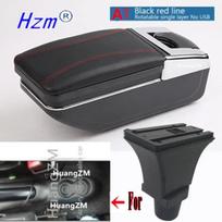 For Fiat 500 Armrest Box Central Store Content Storage Box with Cup Holder Ashtray USB Interface A1 red line NO USB