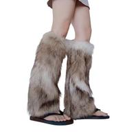 Faux Furs Leg Warmer Winter Warm Furs Boot Cuffs Cover,Party Costumes Shoe Cover 40